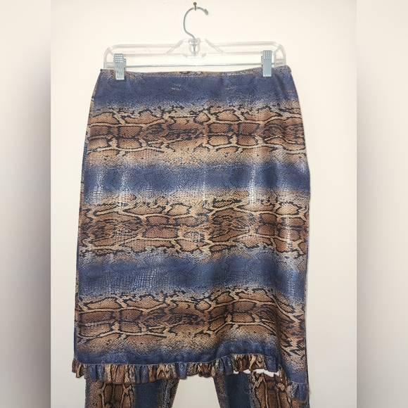 Harlow‎ vintage 3 piece faux leather animal print outfit jacket skirt pants - Picture 7 of 15
